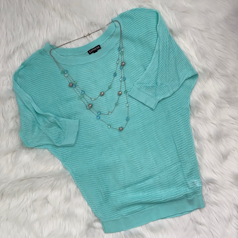 EXPRESS open weave aquamarine sweater Medium